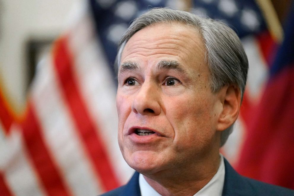 PHOTO: In this Tuesday, June 8, 2021, file photo, Texas Gov. Greg Abbott speaks at a news conference in Austin, Texas.