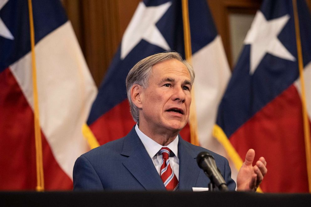 PHOTO: Texas Governor Greg Abbott speaks at a press conference in Austin, May 18, 2020.