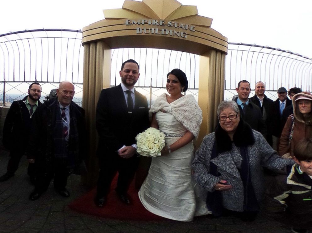 PHOTO: Andrea Hurtado and Andrew Reed of Cutler Bay, Fla. are pictured during their wedding ceremony atop the Empire State Building in New York on Feb. 14, 2017.