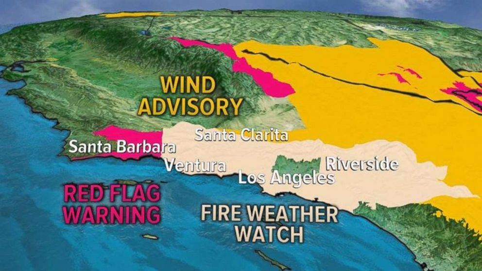 Red flag warnings and wind advisories are in effect for Southern California again on Wednesday.