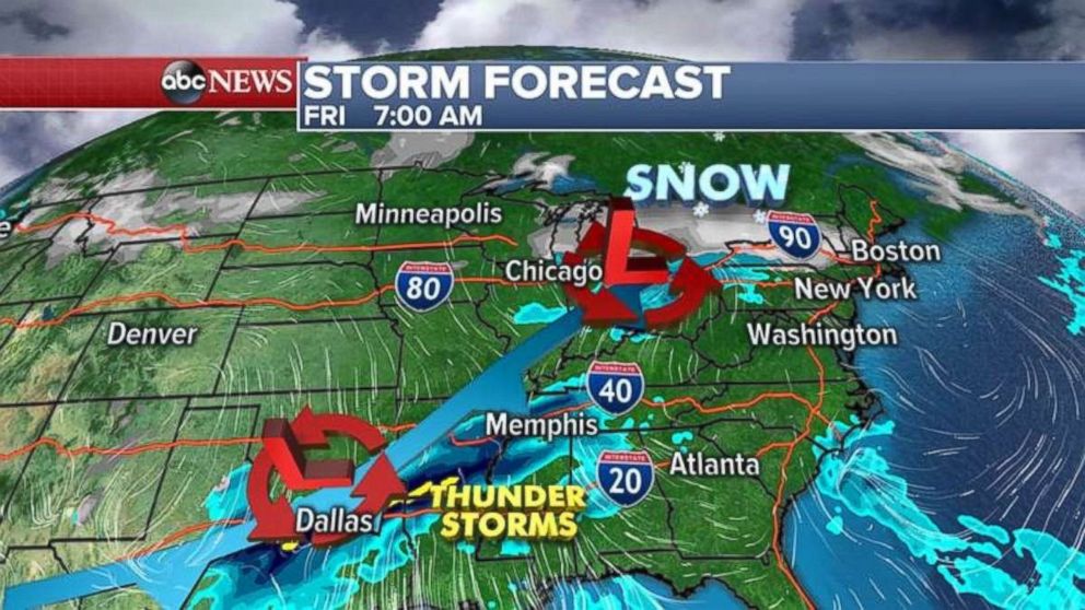 A cold front is moving through the Midwest and South on Friday morning.