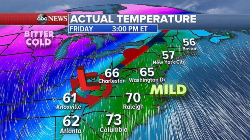 Temperatures on Friday in the Northeast will feel more like spring than winter.