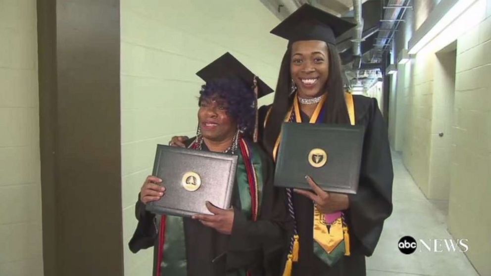 Belinda, left, and Karea Berry, right, are grandma and granddaughter and graduated in the same class at Chicago State.