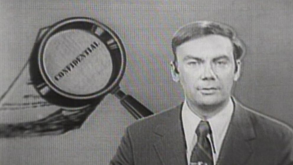 PHOTO: Sam Donaldson reports on the break-in at the Democratic National Committee headquarters in Washington, D.C. on ABC's Weekend News, June 17, 1972.