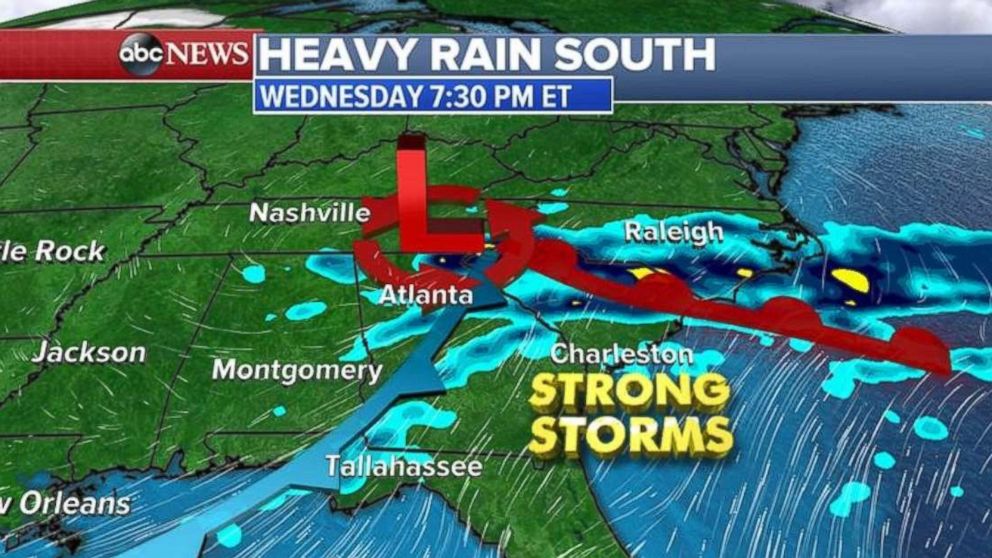 Heavy rain is already falling in the South on Wednesday morning.