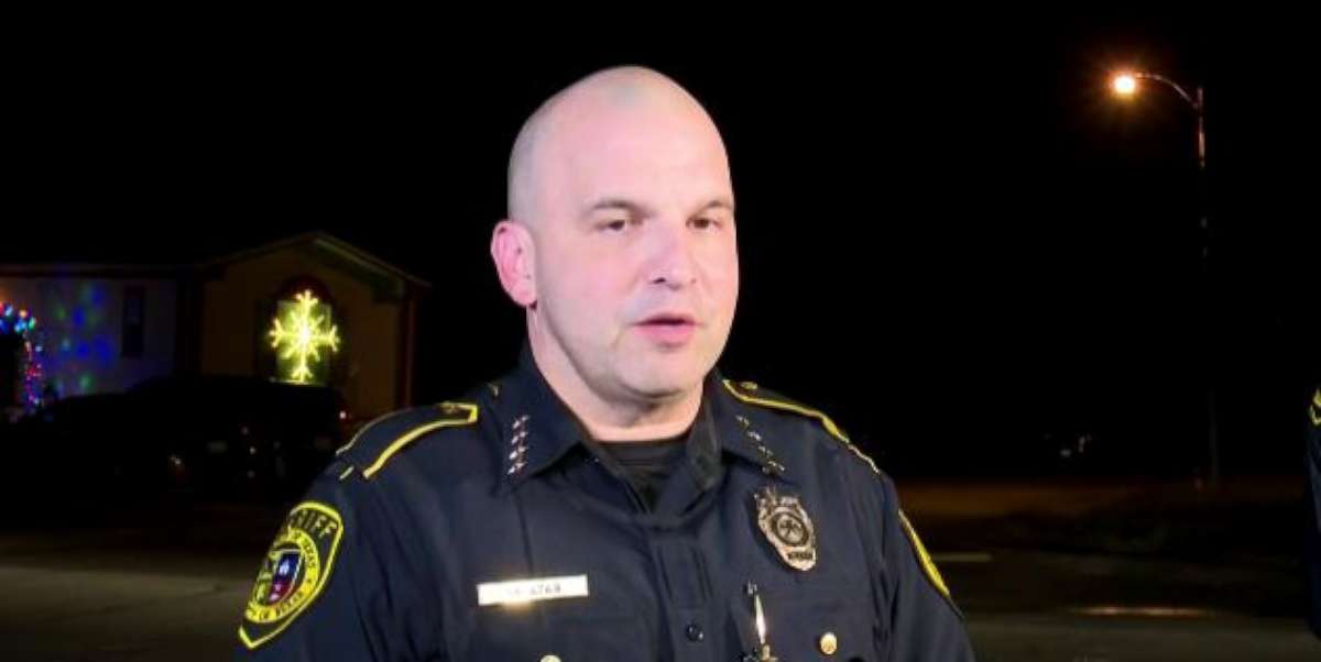 Bexar County, Texas Sheriff Javier Salazar briefs reporters after a boy was accidentally killed by a stray bullet during a police shooting on Dec. 21, 2017.