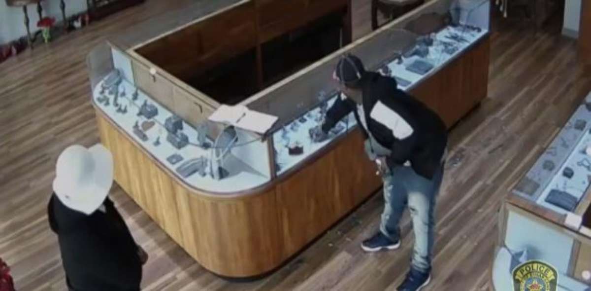 Two robbers made off with $2 million in jewelry from a Sugar Land, Texas, store on Jan. 10, 2018.