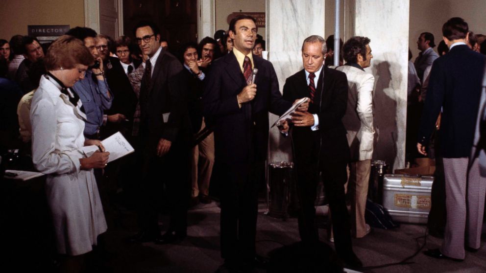 PHOTO: Sam Donaldson and Frank Reynolds report from the House Judiciary Committee Impeachment of Richard M. Nixon. 