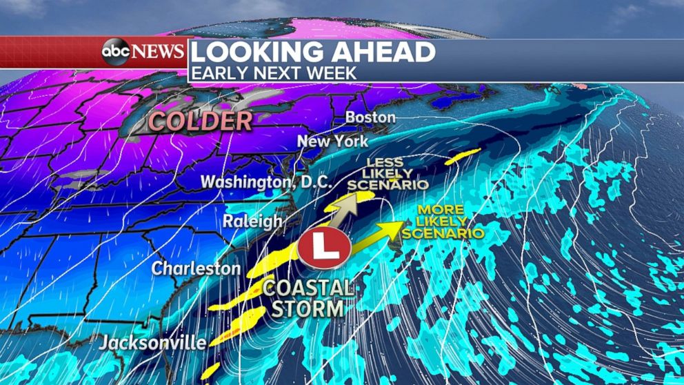 A coastal system is likely to develop at the beginning of next week affecting the East Coast.