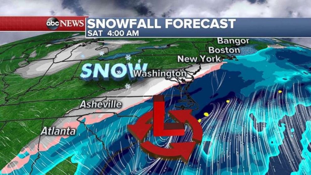 Snow will move into the Midatlantic region during the early morning hours on Saturday.