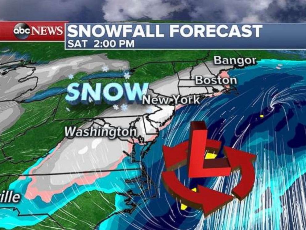 Snow will move into the Northeast during the afternoon on Saturday.