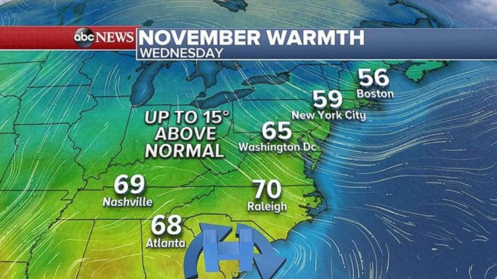 Unusually mild temperatures are likely Wednesday across the Northeast.
