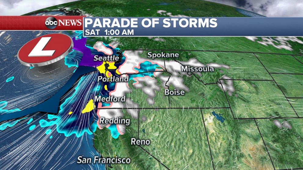 Another storm is forecast to hit the Pacific Northwest on Saturday morning.