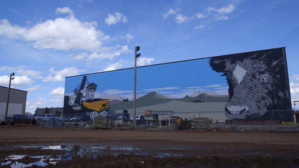 PHOTO:  Coal mining is a major part of life in Gillette, Wyo. A local mural shows a haul truck full of coal.