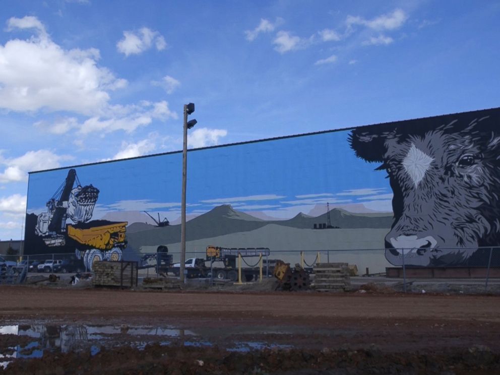 PHOTO: Coal mining is a major part of life in Gillette, Wyo. A local mural shows a haul truck full of coal.