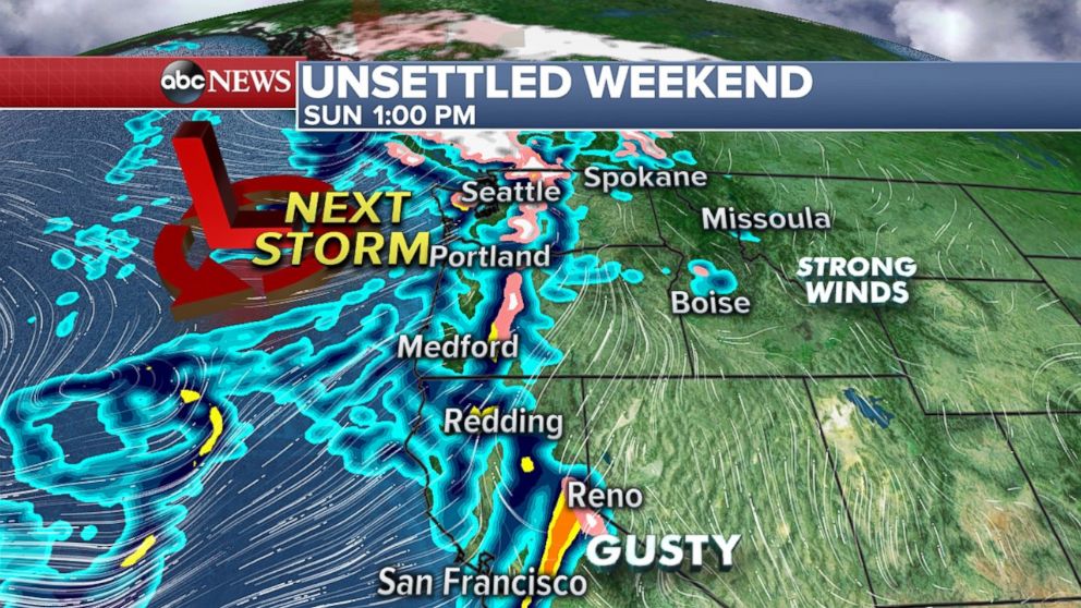 Rain will continue in the Northwest through the weekend.