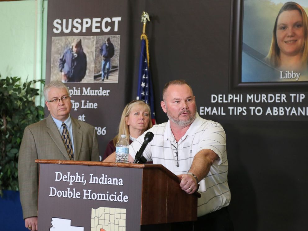 PHOTO: Mike Patty, grandfather of slain teenager Libby German, speaks to reporters in Delphi, Ind., March 9, 2017.