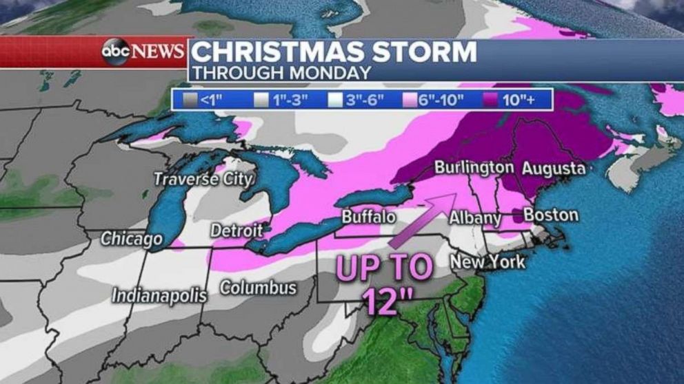 Much of the Midwest, Great Lakes and Northeast will experience a white Christmas in 2017.