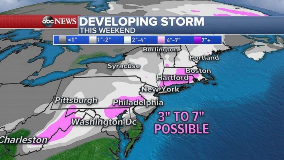 The heaviest snow will fall in Connecticut, West Virginia and west of Philadelphia.