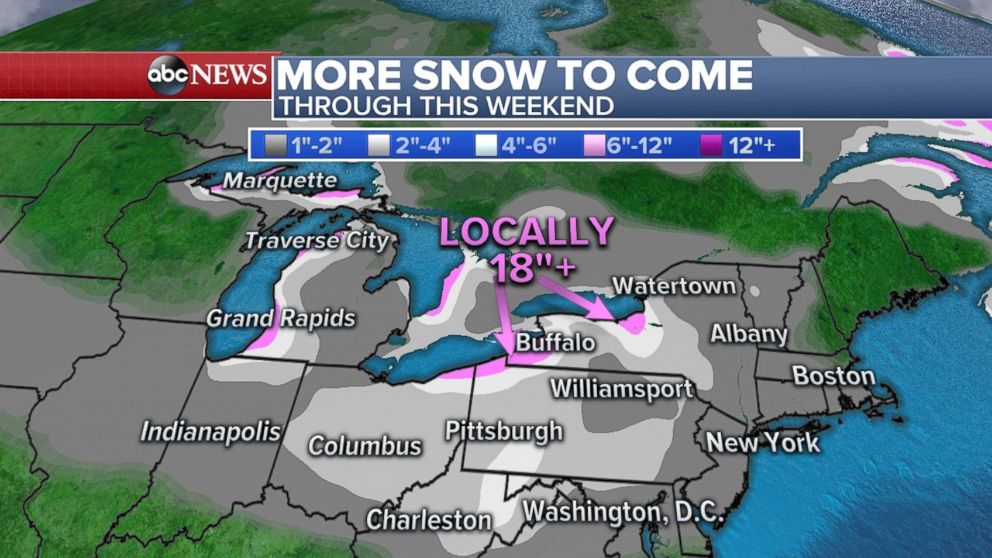 Hard-hit western New York and Pennsylvania will be getting more snow this weekend.