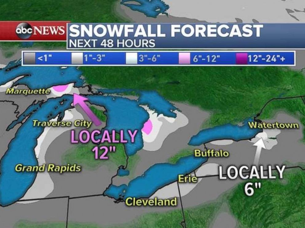More Lake Effect Snow Even Colder Temperatures On The Way For Northeast Abc News 2390