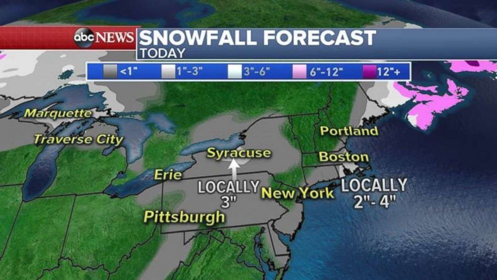 Snowfall totals will be minimal, but it will affect the morning commute across much of the Northeast.