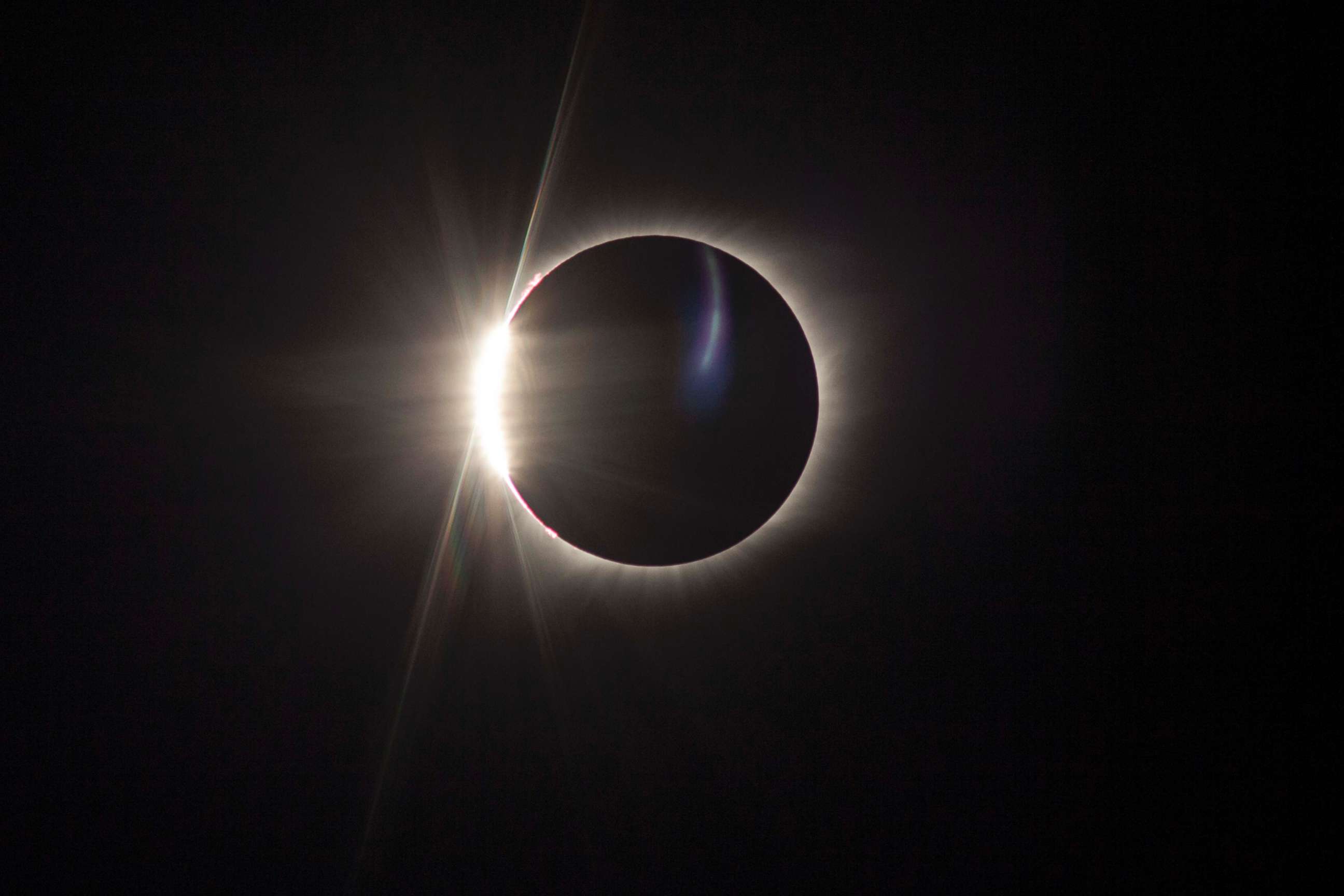 PHOTO: The "diamond ring" effect is visible as the Earth's moon passes in front of the sun during a solar eclipse viewed from Madras, Ore., Aug. 21, 2017.