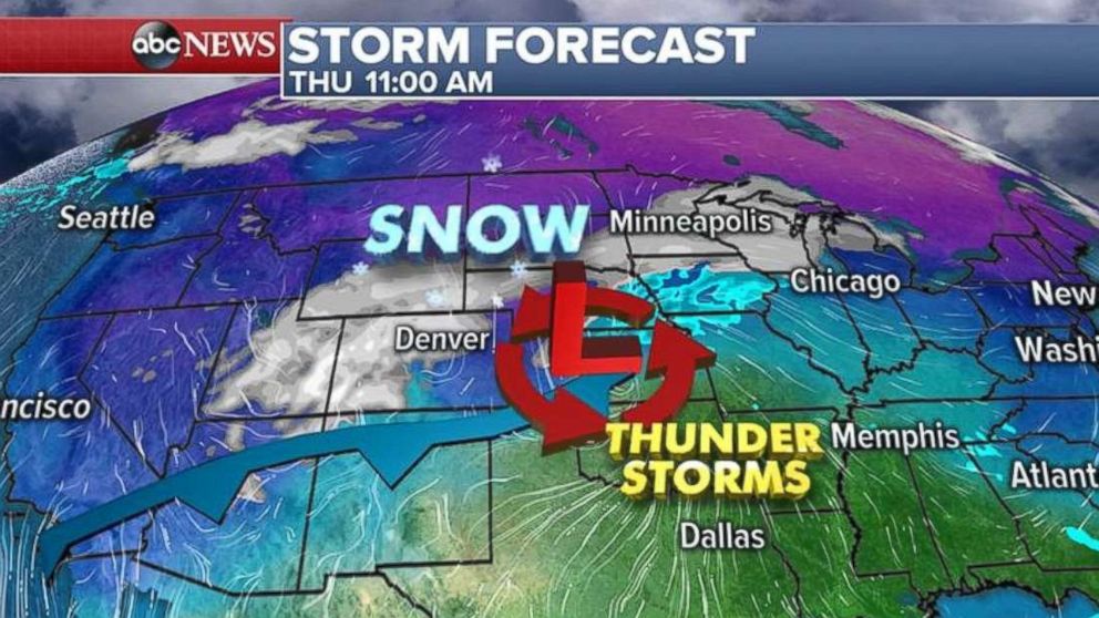 A new storm will move into the Great Plains on Thursday morning.