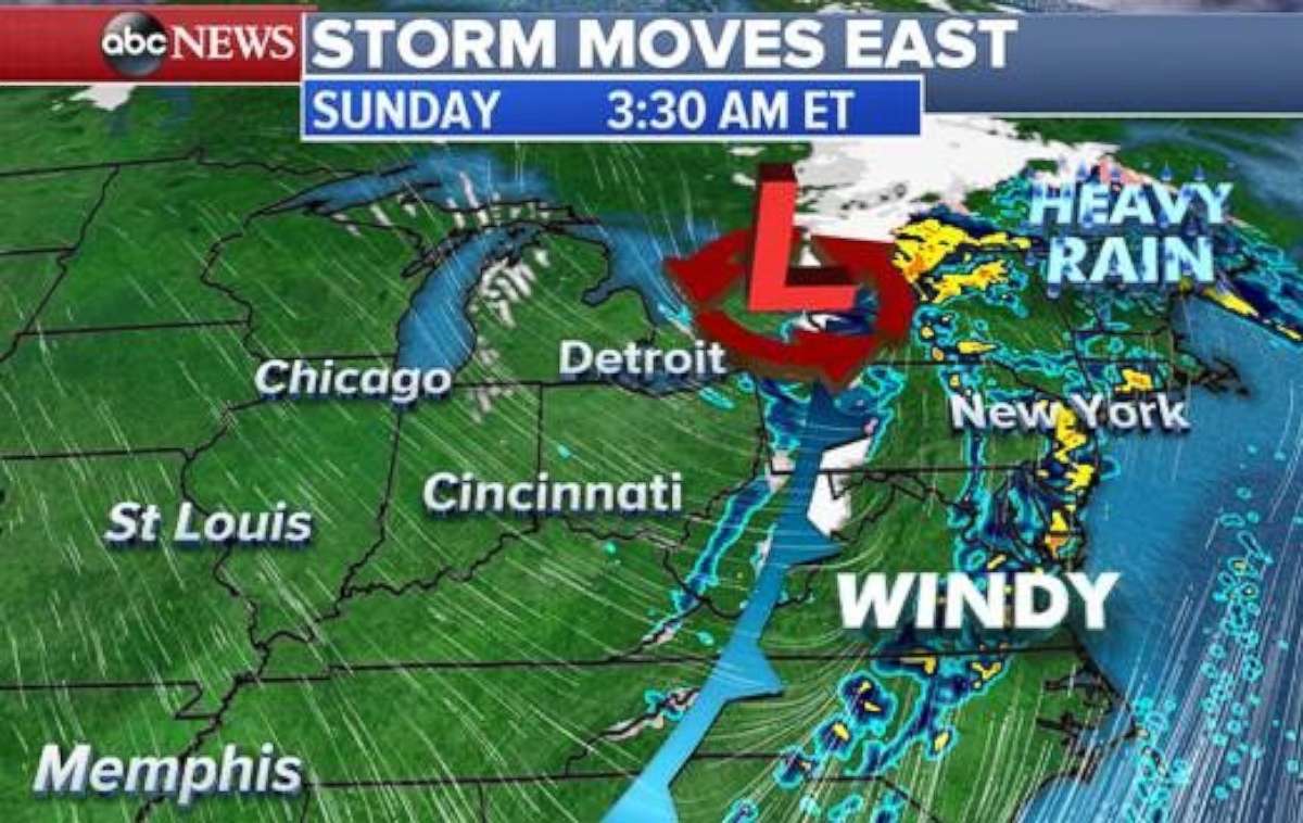 The storm will threaten the East Coast early on Sunday, Nov. 19, 2017.