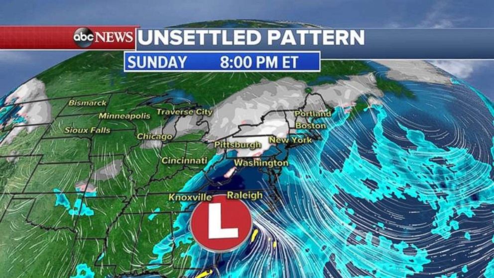 Another storm will move into the Northeast on Sunday night with heavy rain and snow.