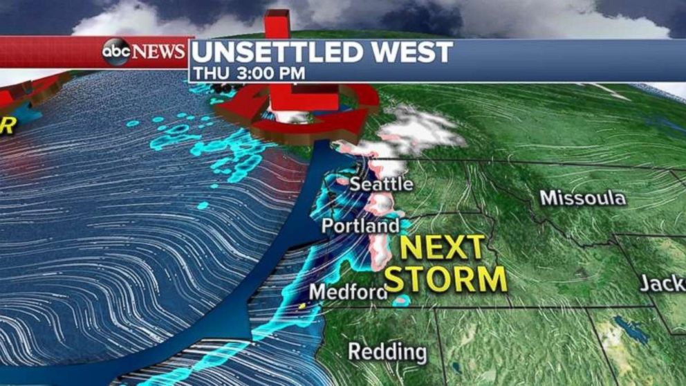A new storm is moving into the Pacific Northwest on Thursday afternoon.