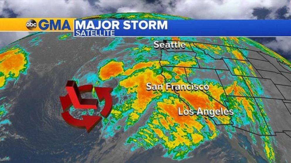 PHOTO: Satellite imagery of the storm showed the powerful weather system ready to strike the West Coast early Friday morning.
