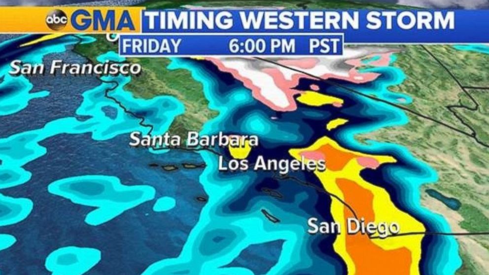 PHOTO: Heavy rain will move into San Diego by 6 p.m. PT Friday.