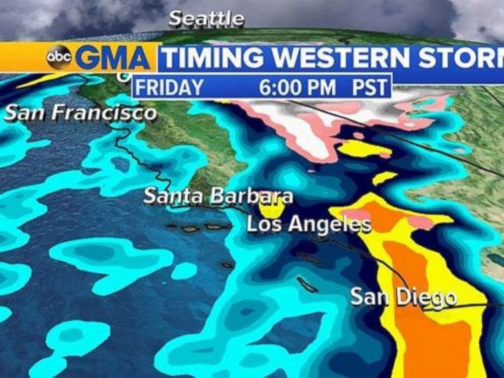 PHOTO: Heavy rain will move into San Diego by 6 p.m. PT Friday.