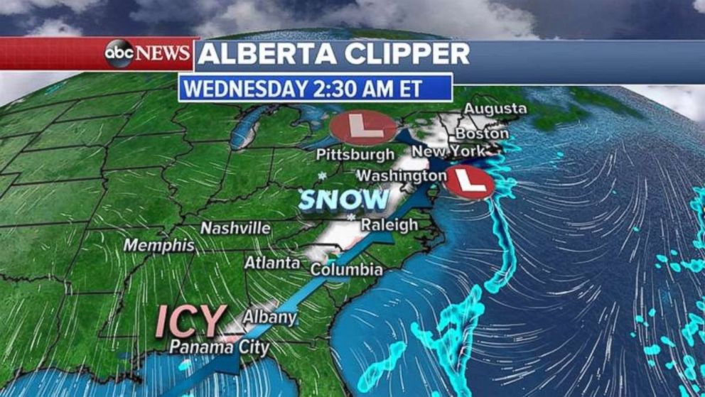 The Northeast will start to see snow and rain overnight into Wednesday.