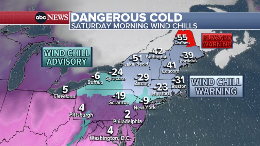 PHOTO: Saturday morning is when the core of the cold reaches the Northeast.