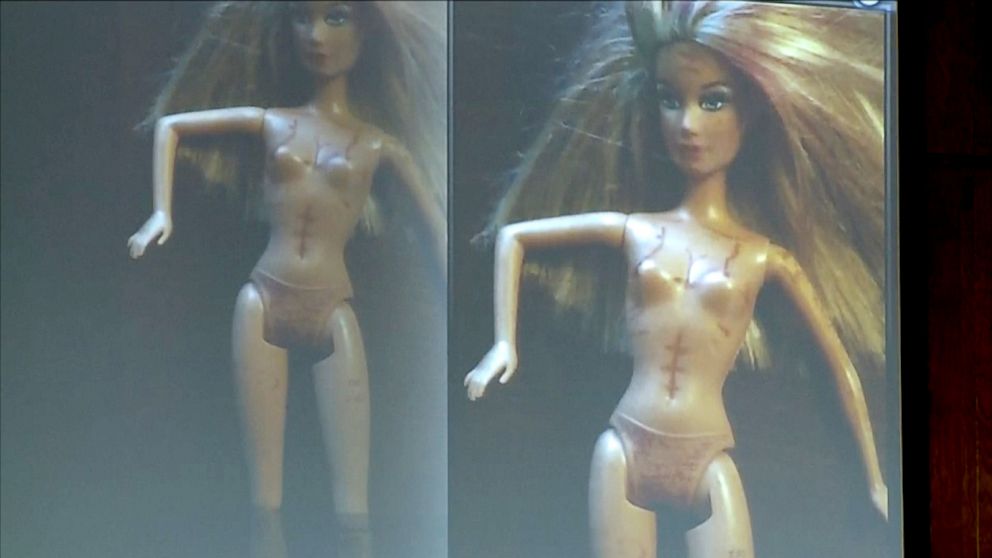 PHOTO: These photos of 'Slender Man' stabbing suspect Morgan Geyser's Barbies were shown in Waukesha County Court on Feb. 17, 2015.