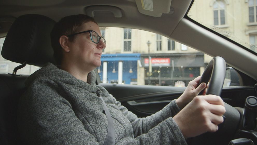 Morgan Geyser's mother Angie Geyser is seen here driving to visit her daughter in jail. 