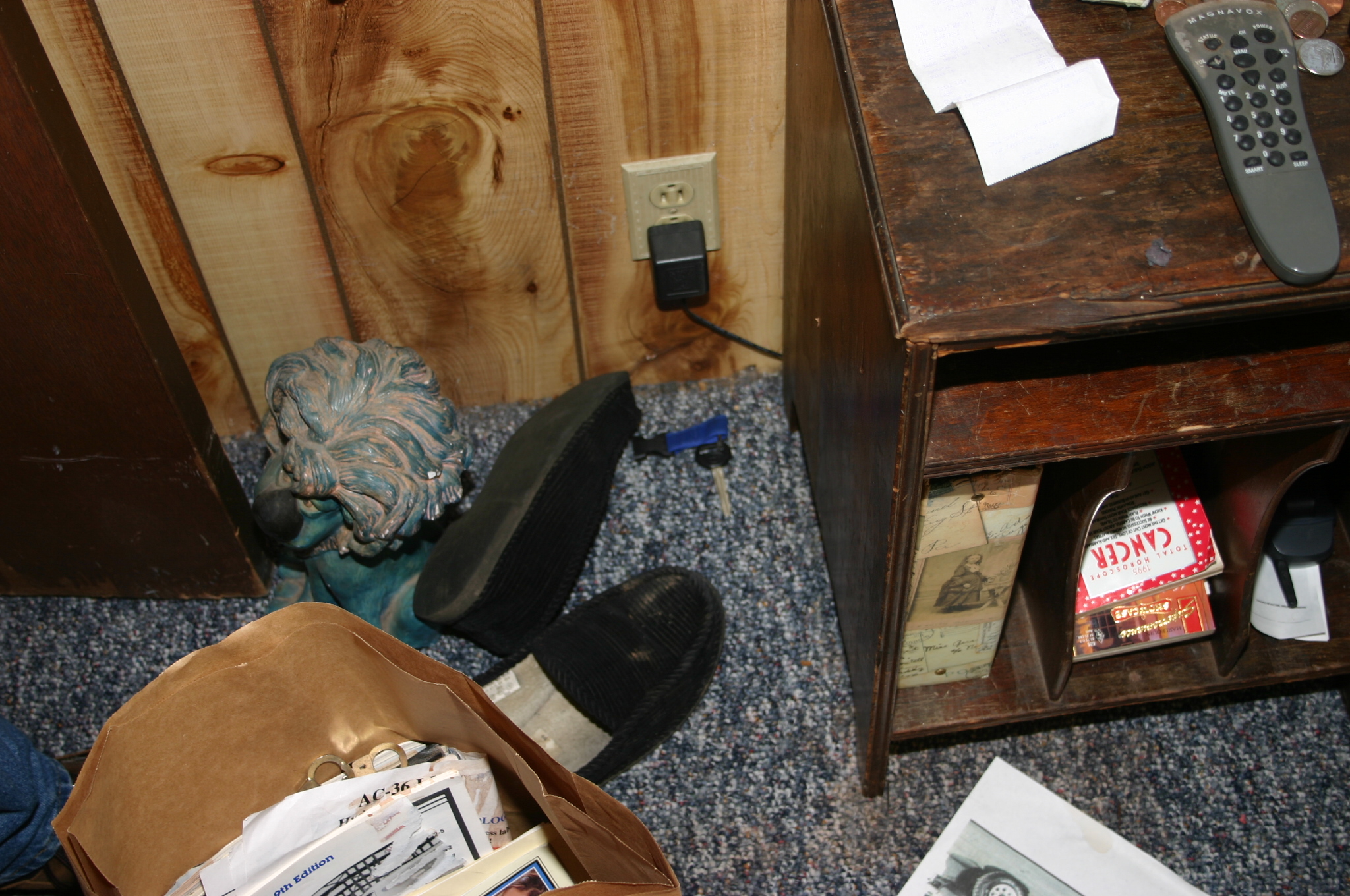 Evidence photo the state presented at Steven Avery's murder trial showing Teresa Halbach's car key inside Avery's trailer.