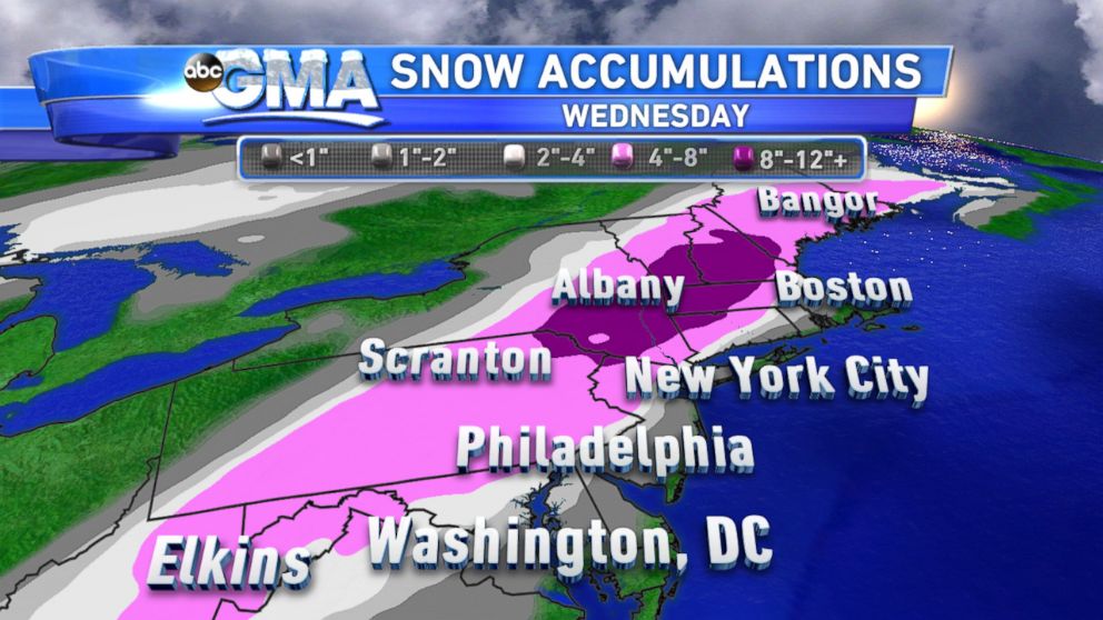 PHOTO: Expected snow accumulations for Nov. 26, 2014. 