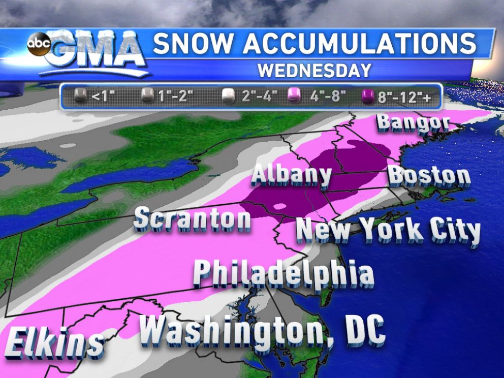 PHOTO: Expected snow accumulations for Nov. 26, 2014.