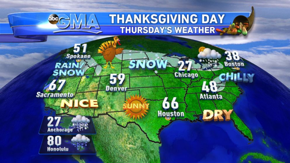 PHOTO: Weather forecast for Thanksgiving Day. 