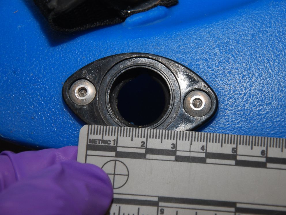 PHOTO: The drain on Vince Viafores kayak that prosecutors say Angelika Graswald tampered with is pictured here.
