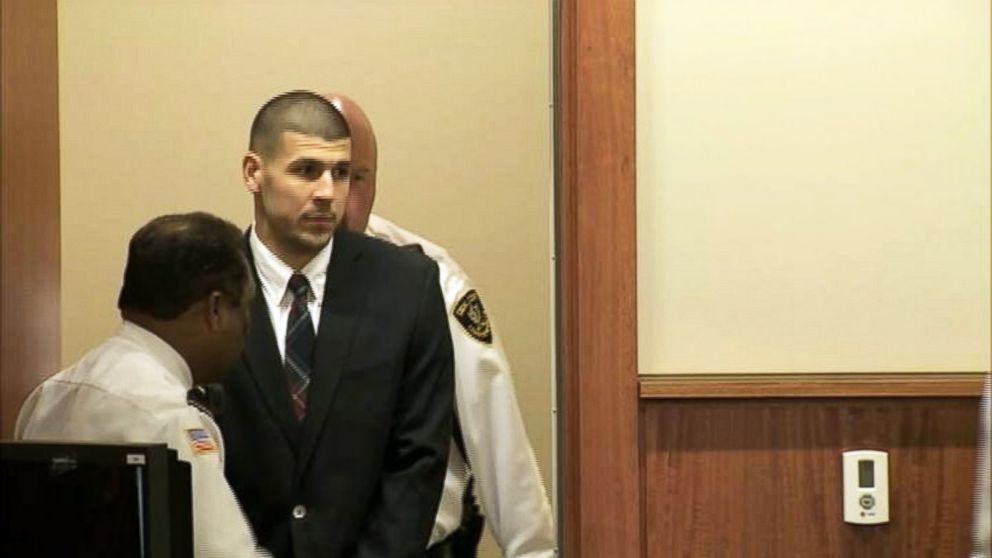 Aaron Hernandez appears at the Fall River Justice Center in Fall River, Mass., Dec. 23, 2013.
