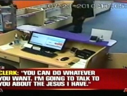 VIDEO: A store clerks mention of her religion leads to a robbers change of heart.
