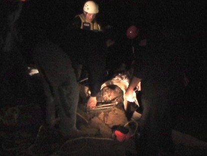 Video: Firefighters pull dog from icy creek.