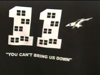 Video: High school bans t-shirt that mimics September 11 tragedy.