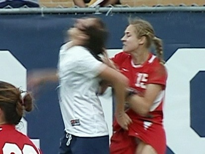 VIDEO: Women fight at college soccer game betweem Brigham Young and New Mexico.