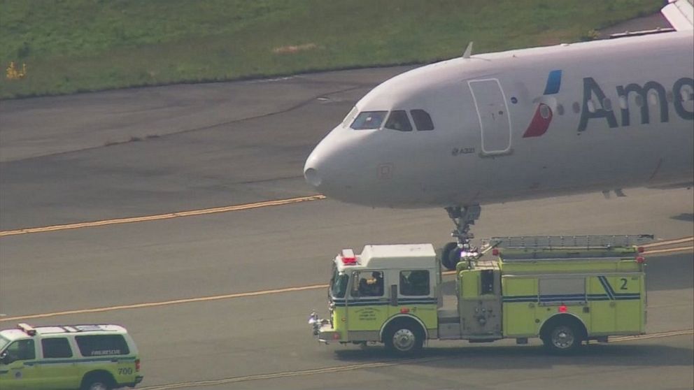 PHOTO: This American Airlines aircraft, pictured at Seattle-Tacoma International Airport, returned to the airport after suffering damage on its nose from a bird strike on April 27, 2016.