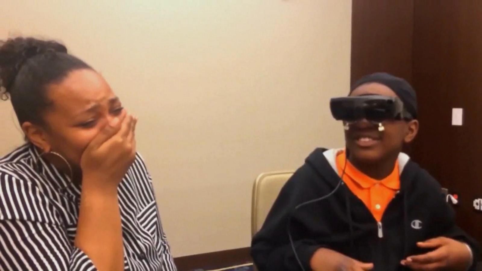 Legally Grader Sees Mother 1st Time Through Electronic Glasses - ABC News
